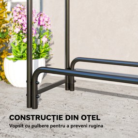 Outsunny Suport Lemne de 1m³ Reglabil cu Acoperire Impermeabilă 300x36x99 cm | Aosom Romania