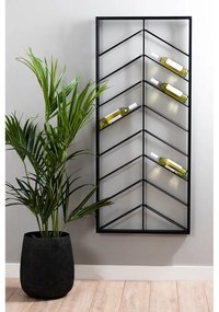 Raft pentru sticle de vin negru pentru perete din metal număr de sticle 16 70x160x6 cm Malbeo – Light &amp; Living