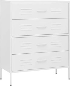 vidaXL Comodă cu sertare, alb, 80x35x101,5 cm, oțel