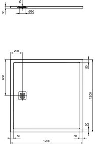 Cadita dus compozit 120x120 cm Ideal Standard Ultra Flat S, alb Alb, 1200x1200 mm