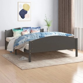 322049 vidaXL Cadru de pat, gri închis, 140x200 cm, lemn masiv pin