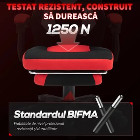 Vinsetto Scaun de Birou Ergonomic și Reclinabil cu Suport pentru Picioare Negru și Roșu | Aosom Romania