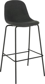 Scaun bar MARIOLA 2 NEW, gri inchis/negru, stofa clasica/metal, 49x51x