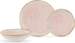 Set de cina 275KRM2186, 18 piese, roz, ceramica