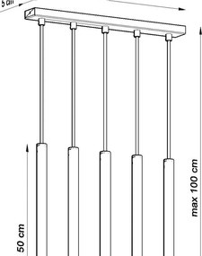 Lustră Sollux Fideus, lungime 45 cm, negru
