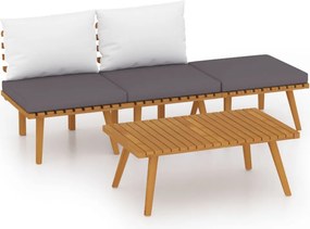 vidaXL Set mobilier de grădină cu perne, 4 piese, lemn masiv de acacia