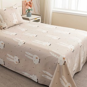 Cearsaf din microfibra 140x240 cm si husa de perna 50x70 cm WHITE RABBIT, bej