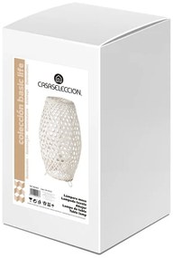 Veioză albă cu abajur din bambus (înălțime 36 cm) – Casa Selección