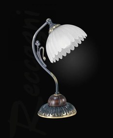 Veioza, Lampa de masa design italian din alama cu lemn 2610