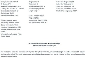 Lustra/Pendul design scandinav Vico bej