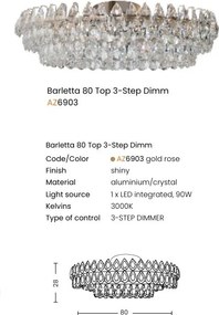 Lustra tavan metal auriu si cristale sticla BARLETTA 80