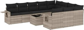 vidaXL Set canapele de grădină cu perne, 11 piese, gri, poliratan