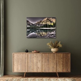 Tablou pe sticlă cu lac montan (70x50 cm)