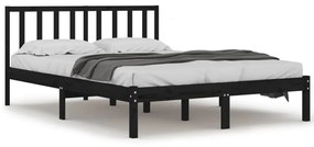 3105055 vidaXL Cadru de pat, negru, 140x190 cm, lemn masiv de pin