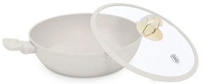 Cratiță cu capac 30 cm, 4.5L – Berlinger Haus Sahara Collection BH 8069, crem, cu strat antiaderent titan, compatibilă cu inducție