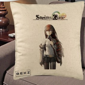 Perna Personalizata Steins Gate Kurisu Makise Anime, 40x40 cm, Bej, Husa Detasabila, Perna Inclusa, BEKZ®