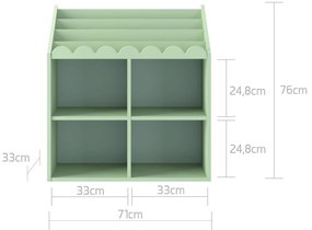 Biblioteca pentru copii BOOK NOOK SAGE 71x76 cm, verde deschis