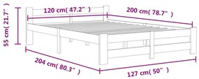 Cadru de pat, gri inchis, 120 x 200 cm, lemn masiv de pin Morke gra, 120 x 200 cm