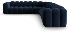 Colțar modular albastru cu tapițerie din catifea Lupine – Micadoni