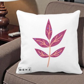 Perna Decorativa Ramura Botanica Mov, 40x40 cm, Alba Mata, Husa Detasabila, Perna Inclusa, BEKZ®