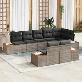 vidaXL Set de canapele pentru grădină cu pernă 8 pcs Gri Rattan poli