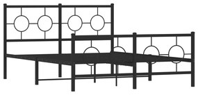 376244 vidaXL Cadru pat metalic cu tăblie de cap/picioare, negru, 140x190 cm