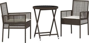 vidaXL Set Bistro de Grădină 3 pcs Maro poliratan