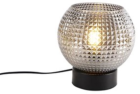 Lampă de masă Art Deco neagră cu sticlă fum - Sphere