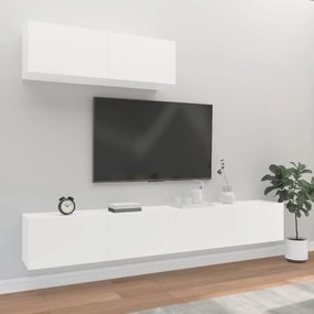 Set dulap TV, 3 piese, alb, lemn prelucrat 3, Alb, 100 x 30 x 30 cm