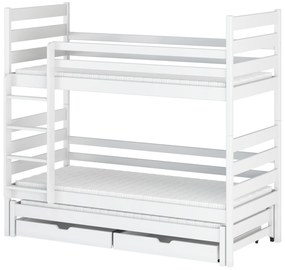 Pat pentru copii 90 x 200 cm TORI (cu somieră și sp. depozitare) (Alb). 1013329