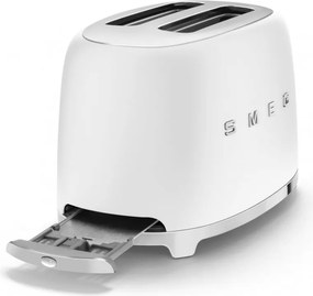 Prajitor de paine SMEG 50's Style TSF01WHEU, 950 W, 2 felii, 6 trepte, Tava pentru firimituri, Cablu integrat, Otel inoxidabil, Alb