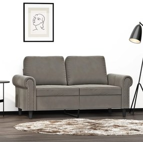 349147 vidaXL Canapea cu 2 locuri, gri deschis, 120 cm, catifea