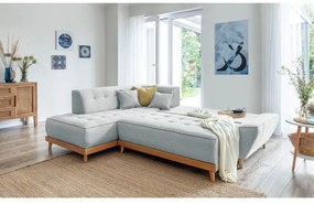 Colțar extensibil cu șezlong pe partea stângă Miuform Dazzling Daisy L, gri deschis