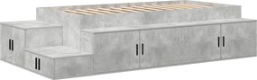 vidaXL Cadru de pat cu depozitare Gri din beton 90 cm Lemn compozit