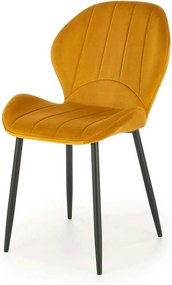 Scaun K538, galben mustar/negru, stofa catifelata/metal, 48x57x85 cm