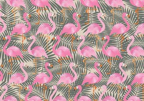 Fototapet - Flamingo - roz spre gri (254x184 cm), în 8 de alte dimensiuni noi