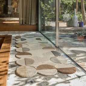 Covor tip traversă grej țesut manual din lână 80x230 cm Mia Scallop Frame – Flair Rugs