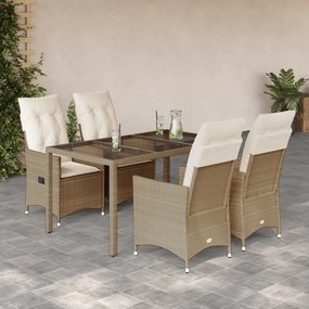 3276802 vidaXL Set mobilier de grădină cu perne, 5 piese, bej, poliratan