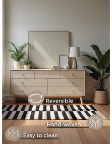 Covor negru-alb reversibil/țesut manual din lână 80x150 cm Donna – Hanse Home