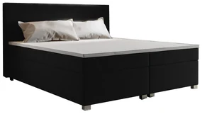 Pat matrimonial Boxspring 140 cm Simon (negru) (cu saltea, fără sp. depozitare). 1047328