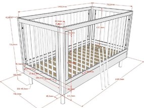 Pătuț alb din lemn de fag 70x140 cm Forrest – Vipack