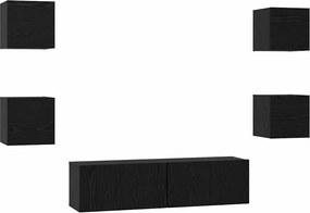 vidaXL Set comodă TV Pe perete 6 pcs Stejar Negru Lemn compozit