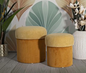 Mauro Ferretti Puff cu Depozitare Set 2 Buc cm Ø 42x44-35x36 | Aosom Romania