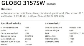 Aplica de perete pentru iluminat exterior cu senzor de miscare IP44 Boston maro