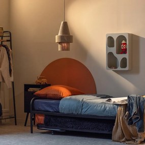 Pat negru din metal pliabil cu somieră 90x200 cm Lucy – WOOOD