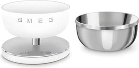 Cantar de bucatarie Smeg Collezione KSC01WHMWW, Pana la 5 kg/5 l, funcție TARA, Afisaj LED, Baza antiderapanta, Baterie reincarcabila, Alb mat