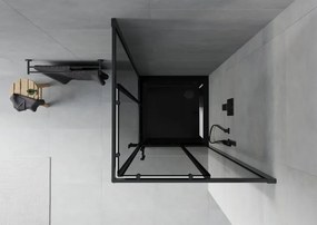 Mexen Rio cabină de duș pătrată 80 x 80 cm, grafit, neagră + cadă Flat, neagră - 860-080-080-70-40-4070B