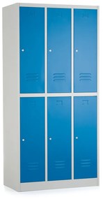 Dulap metalic - 6 cutii, 90 x 45 x 185 cm, incuietoare cu cilindru, albastru - ral 5012