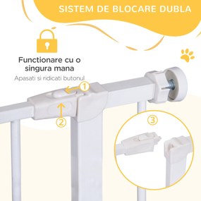 Poarta de Siguranta PawHut pentru Copii si Animale de Companie Alb 76x72-82cm | Aosom Romania