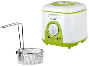 Resigilat: Friteuza mini Rosberg R51980B, 950W, 1 litru, termostat, strat antiaderent, alb / verde